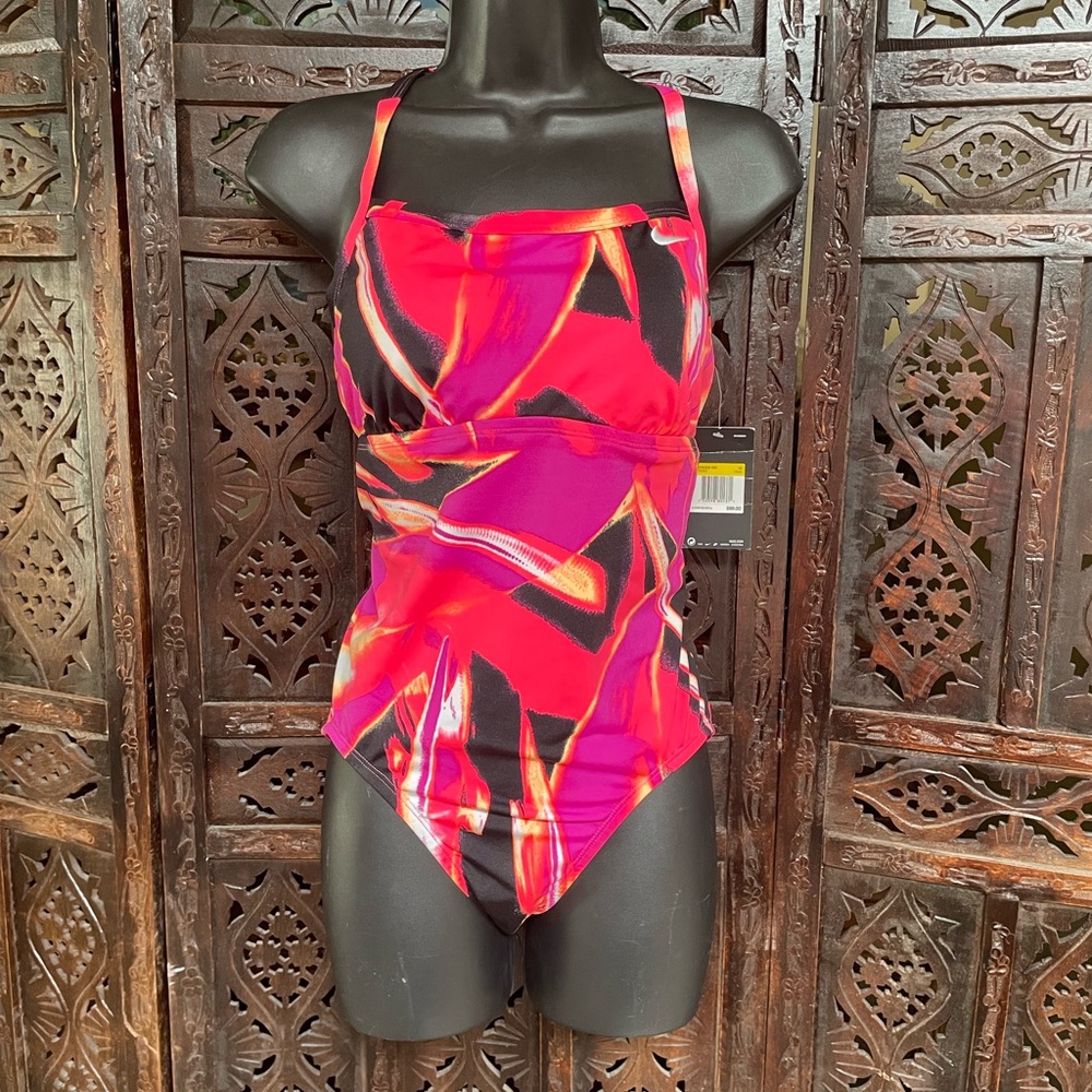 Nike Pink and Black One-Piece Swimsuit